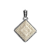 AP-9062-BN Sterling Silver Beautiful Square Pendant With Bone Jewelry Bali Designs Inc